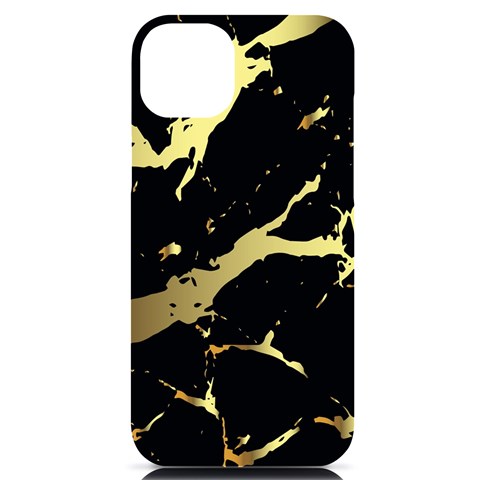 Marble Black, Kiss, Gold, Pretty iPhone 14 Plus Black UV Print Case from ArtsNow.com Front