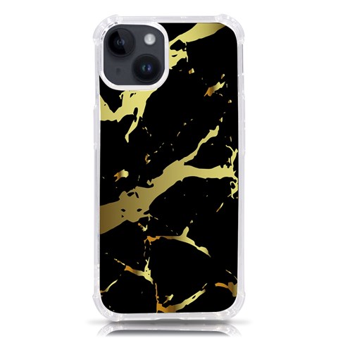 Marble Black, Kiss, Gold, Pretty iPhone 14 TPU UV Print Case from ArtsNow.com Front