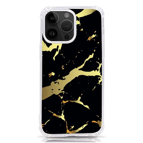 Marble Black, Kiss, Gold, Pretty iPhone 14 Pro Max TPU UV Print Case from ArtsNow.com Front