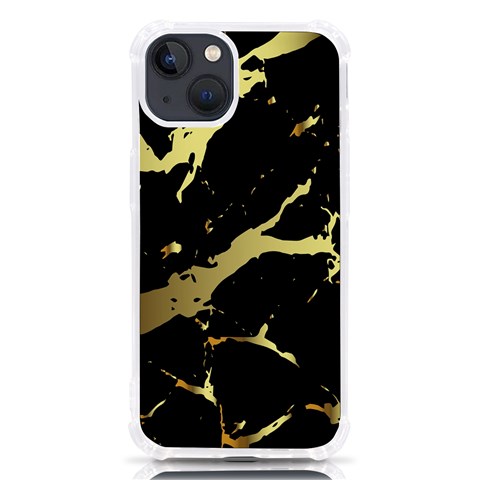 Marble Black, Kiss, Gold, Pretty iPhone 13 TPU UV Print Case from ArtsNow.com Front