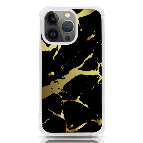 Marble Black, Kiss, Gold, Pretty iPhone 13 Pro TPU UV Print Case from ArtsNow.com Front