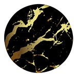 Marble Black, Kiss, Gold, Pretty Round Glass Fridge Magnet (4 pack)