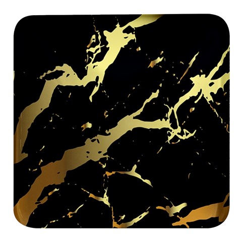 Marble Black, Kiss, Gold, Pretty Square Glass Fridge Magnet (4 pack) from ArtsNow.com Front