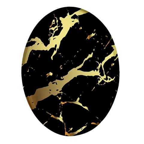 Marble Black, Kiss, Gold, Pretty Oval Glass Fridge Magnet (4 pack) from ArtsNow.com Front