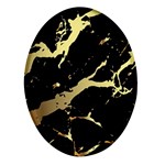 Marble Black, Kiss, Gold, Pretty Oval Glass Fridge Magnet (4 pack)