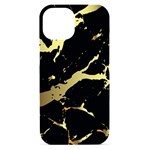 Marble Black, Kiss, Gold, Pretty iPhone 15 Black UV Print PC Hardshell Case