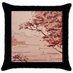 Pastel Nature , Art, Blue, Cute, Nature, Pink Throw Pillow Case (Black)