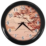 Pastel Nature , Art, Blue, Cute, Nature, Pink Wall Clock (Black)