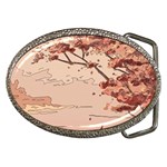 Pastel Nature , Art, Blue, Cute, Nature, Pink Belt Buckles