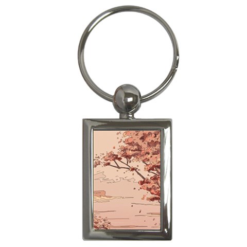 Pastel Nature , Art, Blue, Cute, Nature, Pink Key Chain (Rectangle) from ArtsNow.com Front