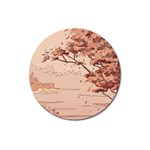 Pastel Nature , Art, Blue, Cute, Nature, Pink Magnet 3  (Round)