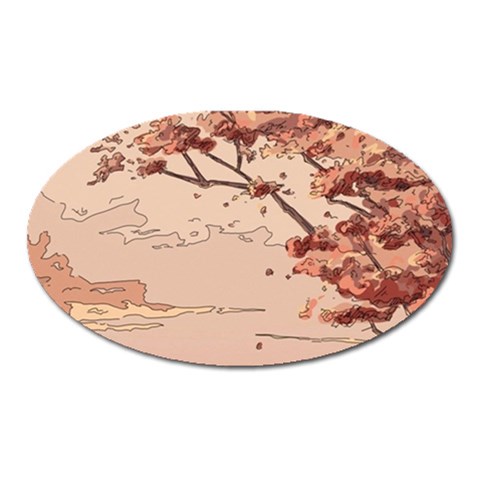 Pastel Nature , Art, Blue, Cute, Nature, Pink Oval Magnet from ArtsNow.com Front