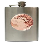 Pastel Nature , Art, Blue, Cute, Nature, Pink Hip Flask (6 oz)