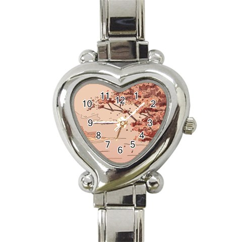 Pastel Nature , Art, Blue, Cute, Nature, Pink Heart Italian Charm Watch from ArtsNow.com Front