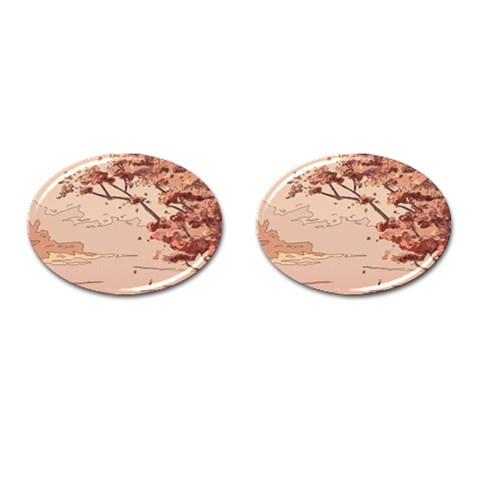 Pastel Nature , Art, Blue, Cute, Nature, Pink Cufflinks (Oval) from ArtsNow.com Front(Pair)