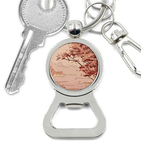 Pastel Nature , Art, Blue, Cute, Nature, Pink Bottle Opener Key Chain from ArtsNow.com Front