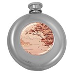 Pastel Nature , Art, Blue, Cute, Nature, Pink Round Hip Flask (5 oz)