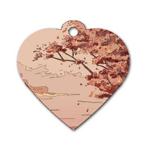 Pastel Nature , Art, Blue, Cute, Nature, Pink Dog Tag Heart (Two Sides) from ArtsNow.com Front