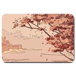 Pastel Nature , Art, Blue, Cute, Nature, Pink Large Doormat