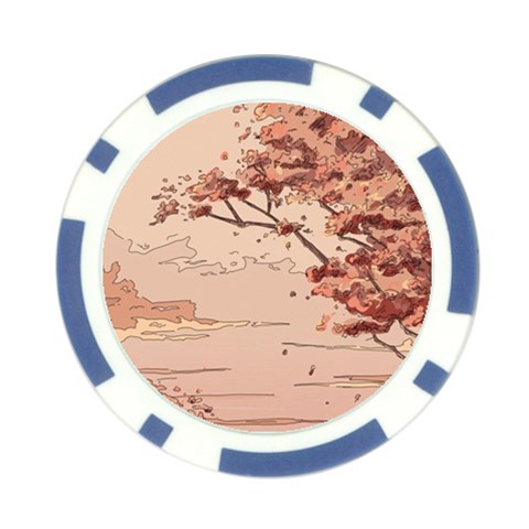 Pastel Nature , Art, Blue, Cute, Nature, Pink Poker Chip Card Guard from ArtsNow.com Front