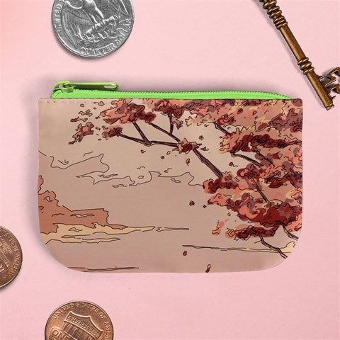 Pastel Nature , Art, Blue, Cute, Nature, Pink Mini Coin Purse from ArtsNow.com Front