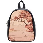 Pastel Nature , Art, Blue, Cute, Nature, Pink School Bag (Small)