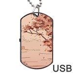 Pastel Nature , Art, Blue, Cute, Nature, Pink Dog Tag USB Flash (Two Sides)