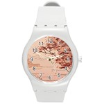 Pastel Nature , Art, Blue, Cute, Nature, Pink Round Plastic Sport Watch (M)