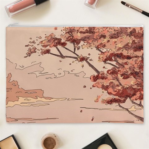 Pastel Nature , Art, Blue, Cute, Nature, Pink Cosmetic Bag (XXXL) from ArtsNow.com Front