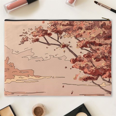 Pastel Nature , Art, Blue, Cute, Nature, Pink Cosmetic Bag (XXXL) from ArtsNow.com Back