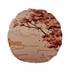 Pastel Nature , Art, Blue, Cute, Nature, Pink Standard 15  Premium Round Cushions