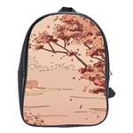 Pastel Nature , Art, Blue, Cute, Nature, Pink School Bag (XL)