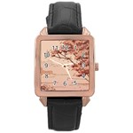 Pastel Nature , Art, Blue, Cute, Nature, Pink Rose Gold Leather Watch 