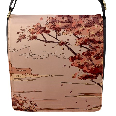 Pastel Nature , Art, Blue, Cute, Nature, Pink Flap Closure Messenger Bag (S) from ArtsNow.com Front