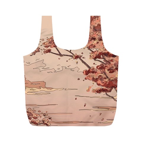 Pastel Nature , Art, Blue, Cute, Nature, Pink Full Print Recycle Bag (M) from ArtsNow.com Front