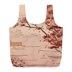 Pastel Nature , Art, Blue, Cute, Nature, Pink Full Print Recycle Bag (L) from ArtsNow.com Front