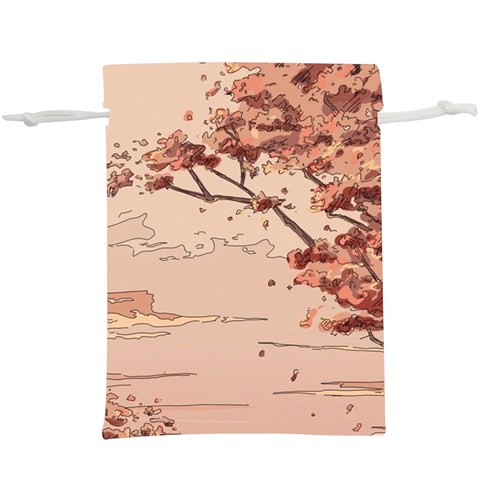 Pastel Nature , Art, Blue, Cute, Nature, Pink Lightweight Drawstring Pouch (XL) from ArtsNow.com Back