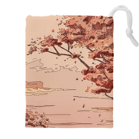 Pastel Nature , Art, Blue, Cute, Nature, Pink Drawstring Pouch (4XL) from ArtsNow.com Front