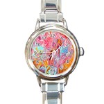 Marbling art Round Italian Charm Watch