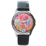 Marbling art Round Metal Watch