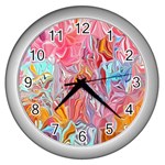 Marbling art Wall Clock (Silver)