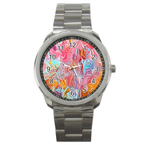 Marbling art Sport Metal Watch from ArtsNow.com Front