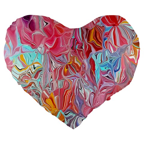 Marbling art Large 19  Premium Flano Heart Shape Cushions from ArtsNow.com Front