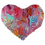 Marbling art Large 19  Premium Flano Heart Shape Cushions