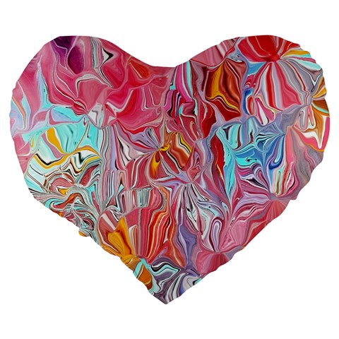 Marbling art Large 19  Premium Flano Heart Shape Cushions from ArtsNow.com Back