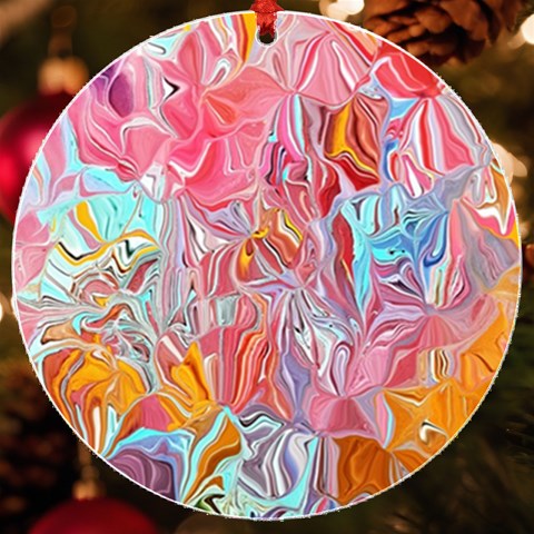 Marbling art UV Print Acrylic Ornament Round from ArtsNow.com Front