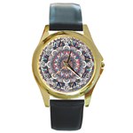 Pattern Nature Round Gold Metal Watch