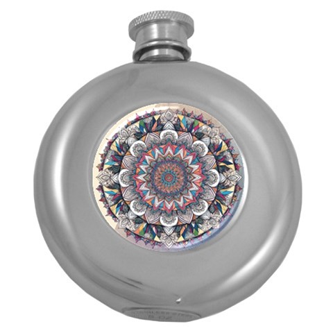 Pattern Nature Round Hip Flask (5 oz) from ArtsNow.com Front