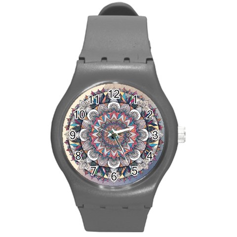 Pattern Nature Round Plastic Sport Watch (M) from ArtsNow.com Front