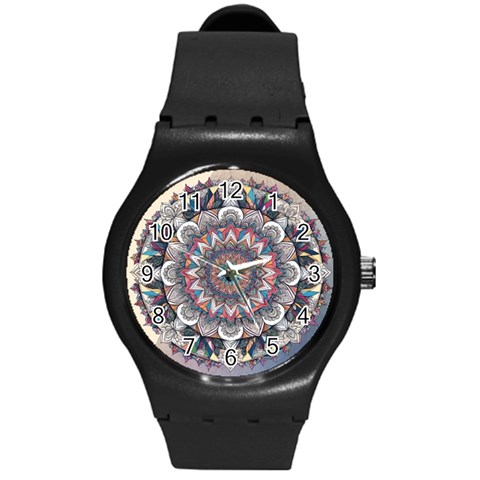 Pattern Nature Round Plastic Sport Watch (M) from ArtsNow.com Front